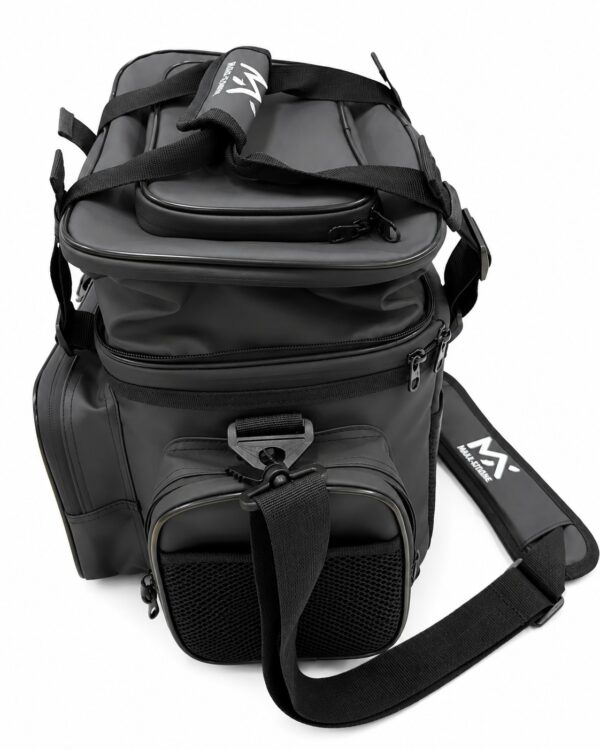Bolso de pesca estanco con divisiones y fuelle negro (BOL-50 P)