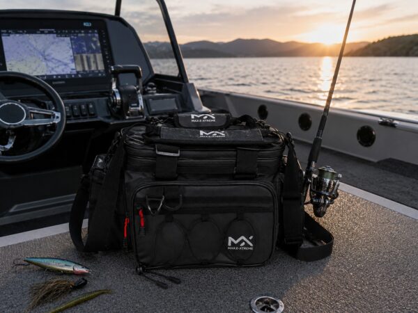 Bolso de pesca estanco con divisiones y fuelle negro (BOL-50 P)
