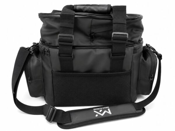 Bolso de pesca estanco con divisiones y fuelle negro (BOL-50 P)