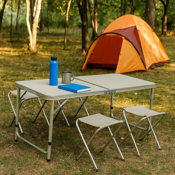 Juego de mesa 120x60x70 cm，4 silla，aluminio (TABLE-40) Ingreso estimado 1/9