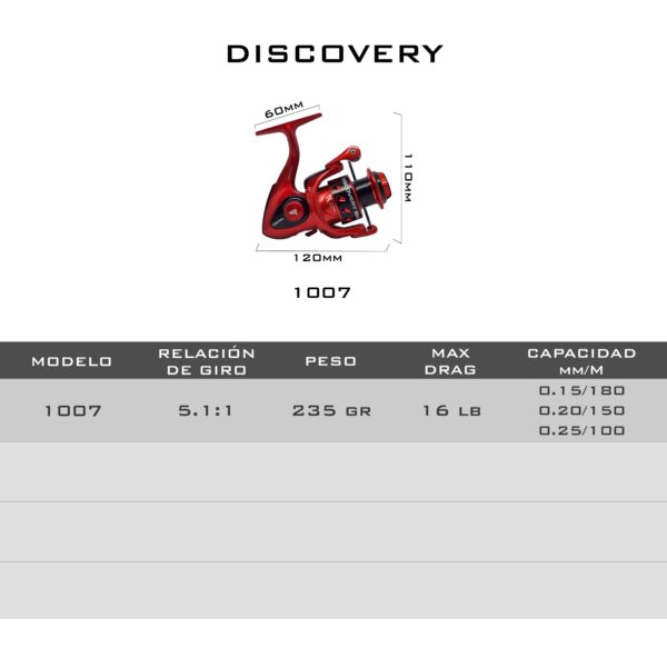 DISCOVERY1007_1.jpg Micro Reel Frontal Caster Discovery 1007 Pejerrey 7 Rulemanes
