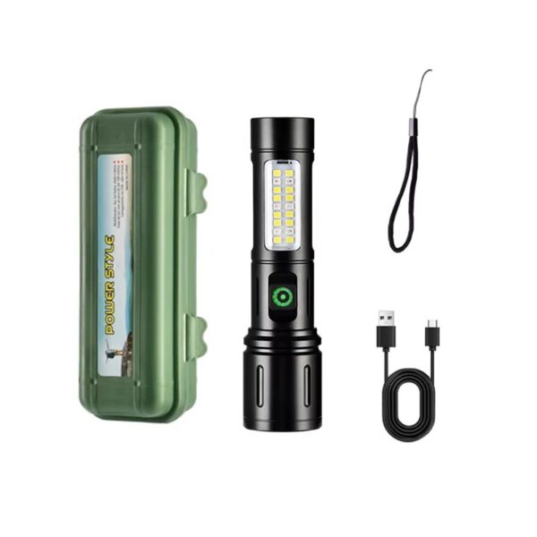 LIN-1-3-1.jpg Linterna de mano antorcha de aluminio zoom recargable. usb mini reflector linterna led 14cm (LIN-1-3)