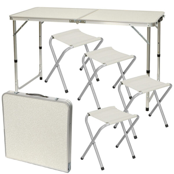 Juego de mesa 120x60x70 cm，4 silla，aluminio (TABLE-40) Ingreso estimado 1/9