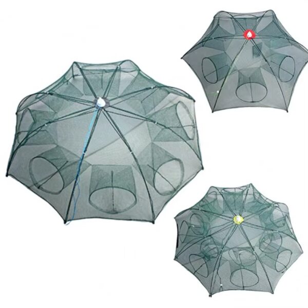 TRA-11-03-4.jpg Trampa para mojarras plegable 8 bocas color verde (TRA-11-03)